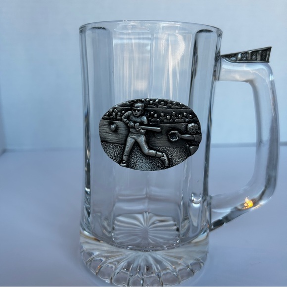 Glass Beer Stein/Mug BASEBALL Pewter Plaque and Thumbrest Canada - Picture 9 of 15